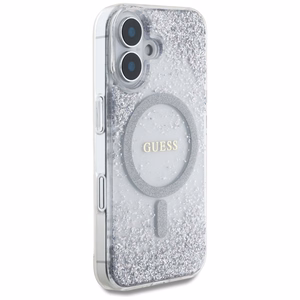 Guess HC Resin Bottom Glitter MagSafe ümbris jaoks iPhone 16 - hõbedane