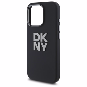 DKNY Liquid Silicone Metal Logo iPhone 16 Pro Ümbris - Must