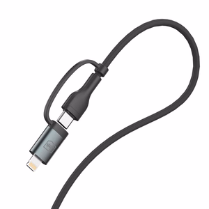 3mk Hyper Cable N-SERIES 2 in 2 USB-A / USB-C ja USB-C / Lightning 1.2m QC 3.0 9V/2A 60W - must