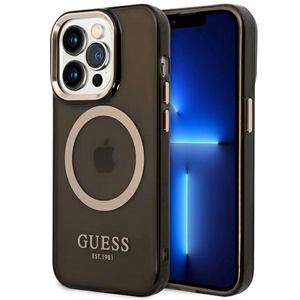 Guess GUHMP14LHTCMK iPhone 14 Pro 6.1" must/must hard ümbris kuldne Outline Translucent MagSafe