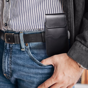 ROYAL - Leather universal flap pocket / black - Size 2XL+wide - SAMSUNG A12 / NOTE 9 / XIAOMI REDMI NOTE 10 PRO