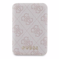 Guess Powerbank induktiivne 15W GUPB5FP4EMGP 5000mAh roosa/roosa 4G nahast metallist logo MagSafe