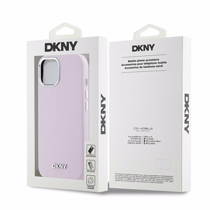 DKNY ümbris jaoks iPhone 15 6,1" DKHMP15SSMCHLP roosa HC Magsafe silicone w horizontal metal logo