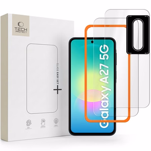 Tech-Protect Easy Set+ 2-osaline karastatud klaasist kaitsekomplekt ekraanile ja kaamera objektiividele mudelile Samsung Galaxy A27 5G
