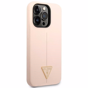 Guess GUHCP14XSLTGP Silicone Triangle ümbris seadmele iPhone 14 Pro Max 6.7", roosa