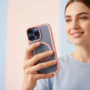 Case for iPhone 16 PRO Flexline Mag Cover compatible with MagSafe pink