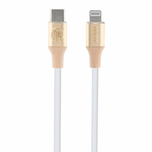 Guess Ebossed Logo кабель USB-C Lightning 1.5м быстрая зарядка - золотой