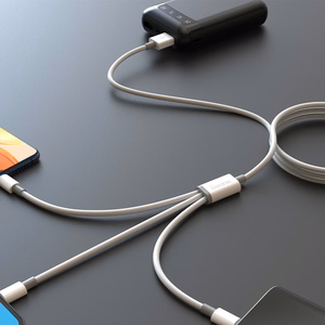 Dudao L8s-3in1 USB-A–USB-C / Micro-USB / Lightning kaabel, 100 W, 1,2 m, valge