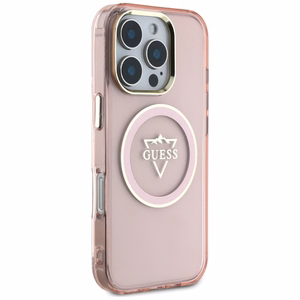 Guess IML Metal Mountain Logo MagSafe iPhone 16 Pro Max Ümbris - roosa