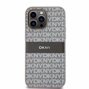 DKNY Leather Mono Stripe & Metal Logo ümbris jaoks iPhone 14 Pro Max - beige