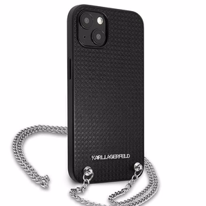 Karl Lagerfeld KLHCP13SPMK iPhone 13 mini 5,4" жёсткий чехол чёрный/чёрный Leather Textured and Chain
