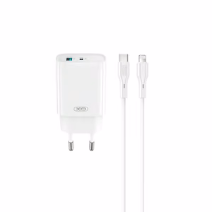 XO сетевое зарядное устройство CE30 PD 30W 1x USB-C 1x USB белое + кабель USB-C - Lightning