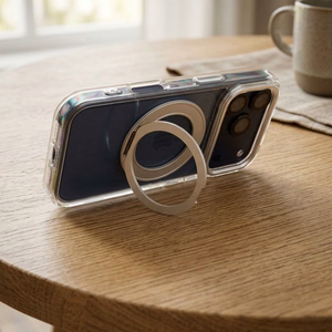 Case for iPhone 15 Frame Circle Stand compatible with MagSafe transparent