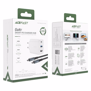 Acefast 2in1 Laadija GaN 65W USB Type C / USB, adapter adapter HDMI 4K @ 60Hz (set with kaabel) valge (A17 valge)