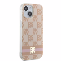 DKNY IML Checkered Mono Pattern & Printed Stripes MagSafe ümbris jaoks iPhone 15 / 14 / 13 - roosa