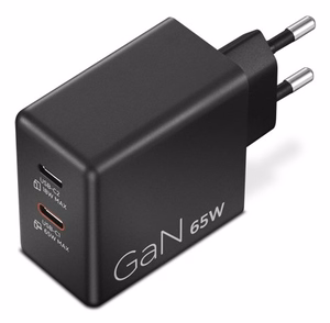 LENOVO Dual USB-C 65W GaN laadija must