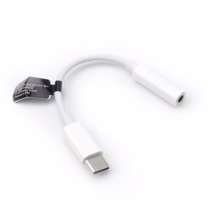 Adapter AUX Type C (male) to Jack 3,5 mm (female) BOX valge