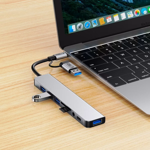 Tech-Protect HB06 HUB Adapter 8in1 TYPE-C + USB2.0 + USB3.0 + SD/TF + AV3.5 - hall