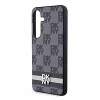 DKNY Leather Checkered Mono Pattern & Printed Stripes Ümbris jaoks Samsung Galaxy S24 - Must
