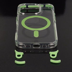 Tel Protect Strap Clear Ümbris jaoks Iphone 15 Pro Max roheline