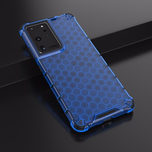 Honeycomb case бронированный чехол с гелевой рамкой для Samsung Galaxy S22 Ultra синий