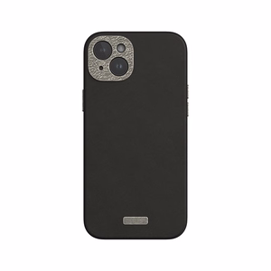 Moshi Napa MagSafe kvaliteetsest vegannahast ümbris seadmele iPhone 15 Plus, Midnight Black värvitoonis
