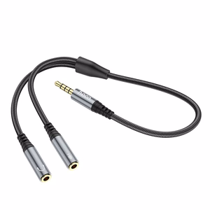 Kabel AUX 2w1 Jack 3,5 mm (męski) do 2 x Jack 3,5 mm (żeński) Hoco 0,25 m UPA21 hall (SC)