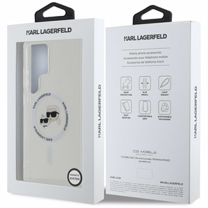 Ümbris Karl Lagerfeld Button Karl & Choupette Heads Printed Logo MagSafe Samsung Galaxy S25 Ultra valge