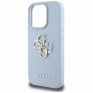 Guess Grained Big 4G Logo Small Classic Logo ümbris jaoks iPhone 16 Pro - sinine