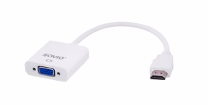 Savio CL-27B videokaabli adapter 0,1 m HDMI Type A (Standard) VGA (D-Sub) valge