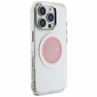 Guess IML Metal Colored Circle Classic Logo MagSafe ümbris jaoks iPhone 16 Pro Max - roosa