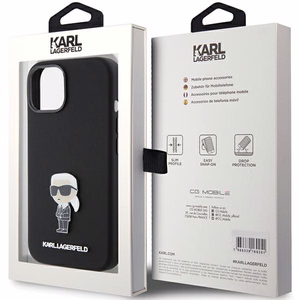 Karl Lagerfeld Silicone Ikonik Metal Pin ümbris iPhone 15 Plus / 14 Plus - must