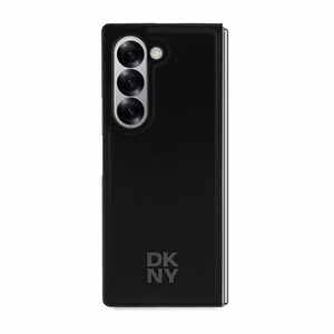 DKNY Magsafe Plain Leather Metal Stack Logo Чехол для Samsung Galaxy Z Fold 6 - чёрный