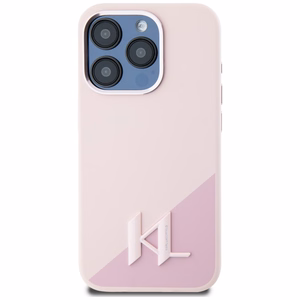 Чехол Karl Lagerfeld Silicone Shadow Metal Initial MagSafe для iPhone 15 Pro Max розовый