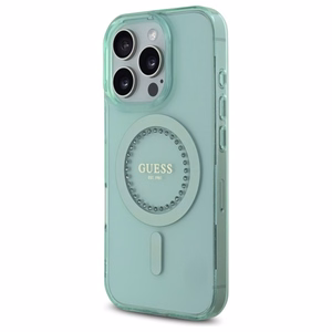 Guess IML Rhinestones MagSafe iPhone 16 Pro Max Ümbris - Roheline