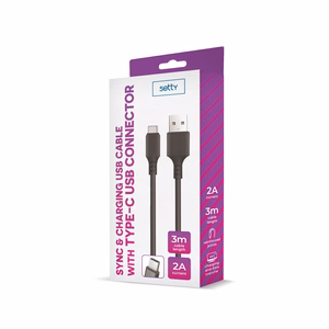 Setty кабель USB - USB-C 3,0 m 2A черный NEW