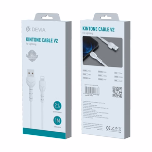 Devia cable Kintone EC143 USB - Lightning 1,0 m 2,1A valge
