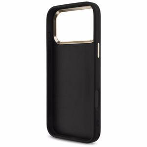 Guess PU Leather 4G Metal Logo Gold Frame ümbris Apple iPhone 18 Pro Max telefonile, must