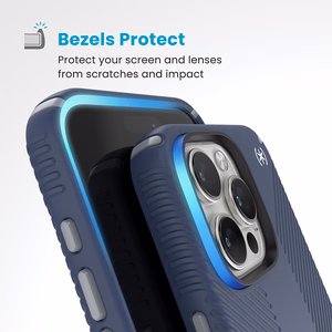 Speck Presidio2 Grip MagSafe'i ja ClickLocki toega ümbris iPhone 16 Pro Max-le, Coastal Blue/Dust Grey