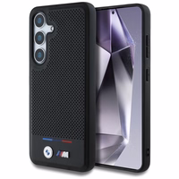 BMW Leather Tricolor Stripe MagSafe Ümbris jaoks Samsung Galaxy S25+ - must