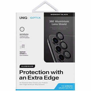 Uniq Optix Aluminum kaamera objektiivi kaitse Samsung Galaxy S24+ kaamera objektiivile koos aplikaatoriga - must