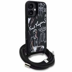 KARL LAGERFELD ümbris jaoks IPHONE 16 KLHCP16SPGGRMPCK compatible with MagSafe (CRSSBY Grained PU W/ Pattern & Logo) must