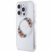 GUESS ümbris jaoks IPHONE 15 Pro Max compatible with MagSafe GUHMP15XHFWFCT (Flowers Wreath) läbipaistev