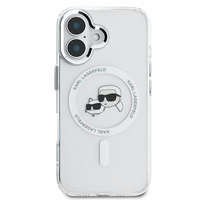 Karl Lagerfeld IML Metal Karl&Choupette Head MagSafe Ümbris jaoks iPhone 16 - valge