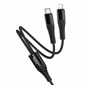 Кабель 2in1 USB C to USB C+Lightnig Hoco 1 m X123 черный