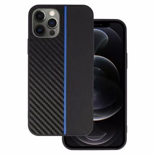 Tel Protect CARBON ümbris iPhone 12 Pro Max, must sinise triibuga