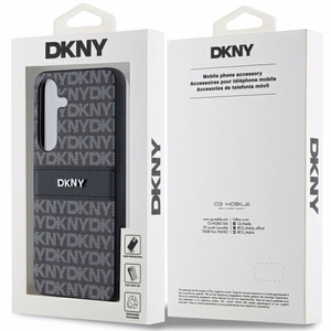 DKNY Leather Mono Stripe & Metal Logo ümbris jaoks Samsung Galaxy S24 - must