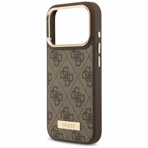 Guess 4G Logo Plate MagSafe чехол для iPhone 17 Pro - коричневый