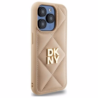 DKNY Quilted Stack Logo iPhone 15 Pro Max Ümbris - Beige