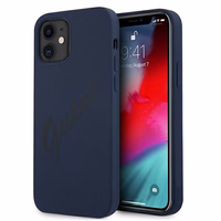 Guess GUHCP12SLSVSBL iPhone 12 mini 5.4" sinine/sinine kõvakott Script Vintage